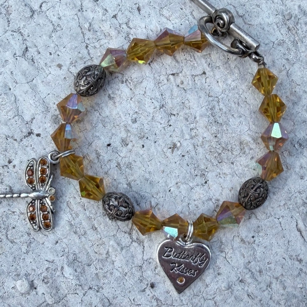Artisan Handmade‎ Gold Charm Bracelet with Beads and Clasp